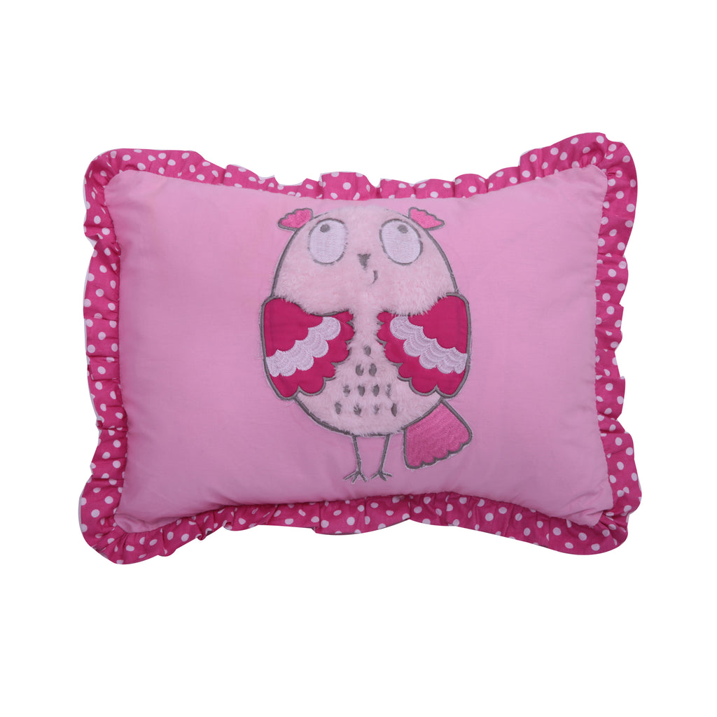 Bacati - Decorative Pillow, Owls in the Woods Pink/Grey - Bacati
