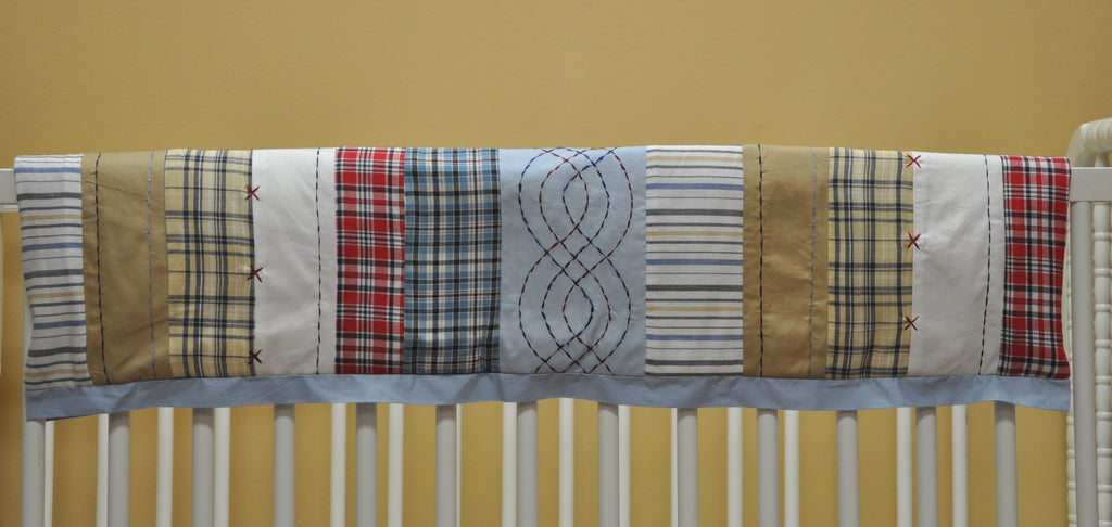 Bacati - Plaids and Stripes Blue/Navy/Red/Beige Boys Crib Bedding Set - Bacati