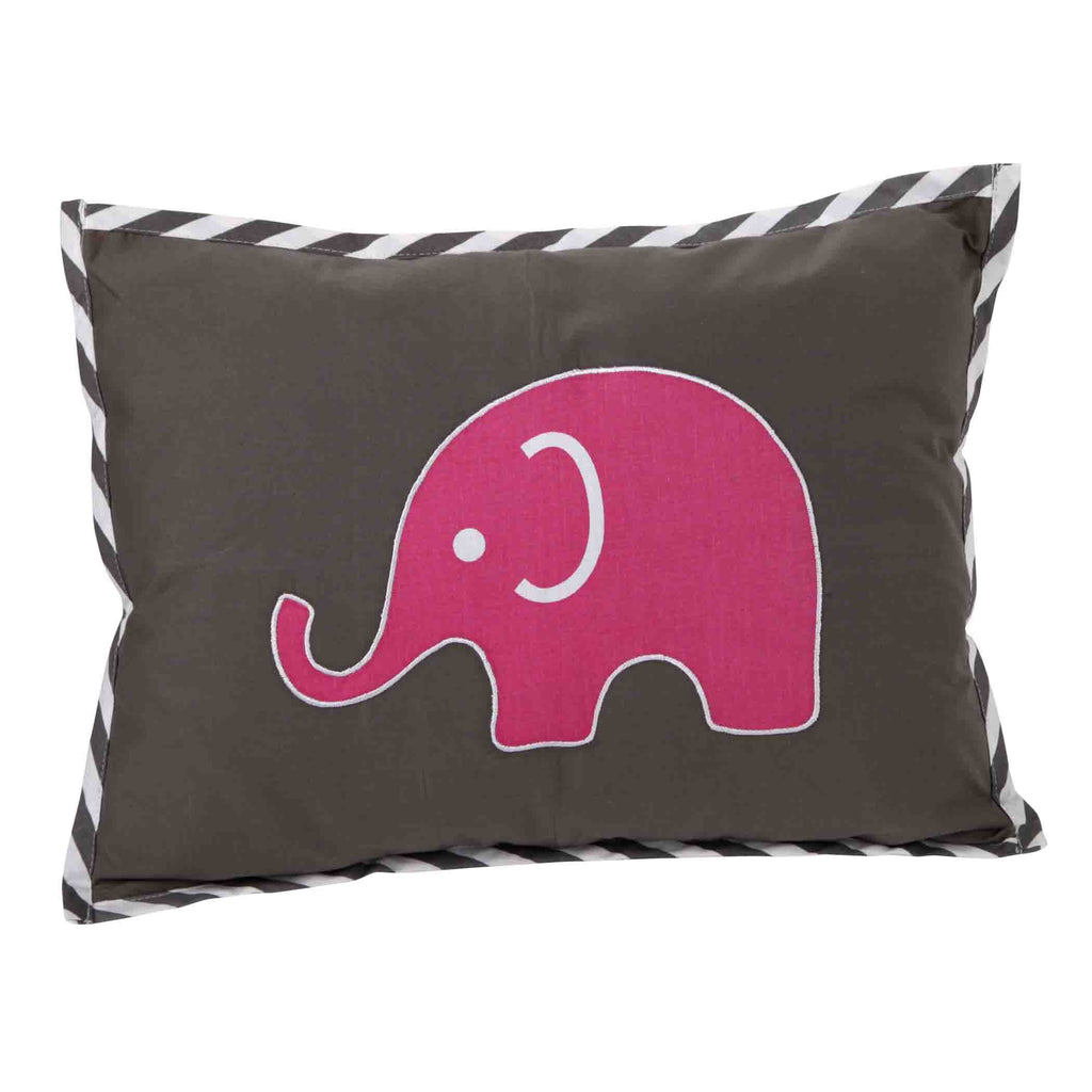 Bacati - Decorative Pillow, Elephants Pink/Grey - Bacati