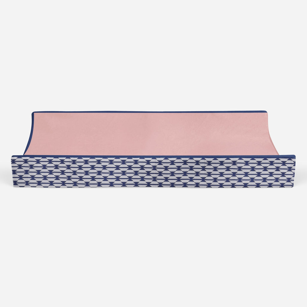 Aztec Emma Coral/Mint/Navy Girls Quilted Changing Pad Cover - Bacati - Changing pad cover - Bacati