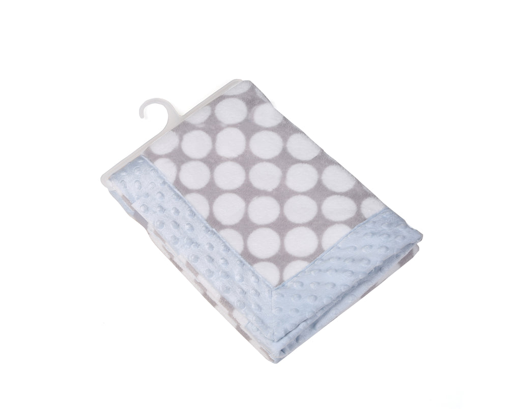 Bacati - Elephants Blue/GreyEmbroidered Plush Blanket, Elephants Blue/Grey with Multiple Options - Bacati