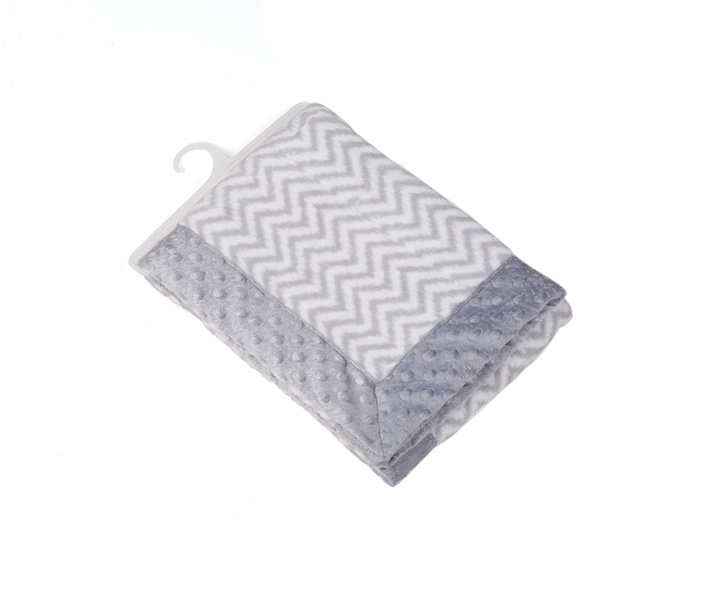 Bacati - Embroidered Plush Blanket, Elephants White/Grey with Multiple Options - Bacati