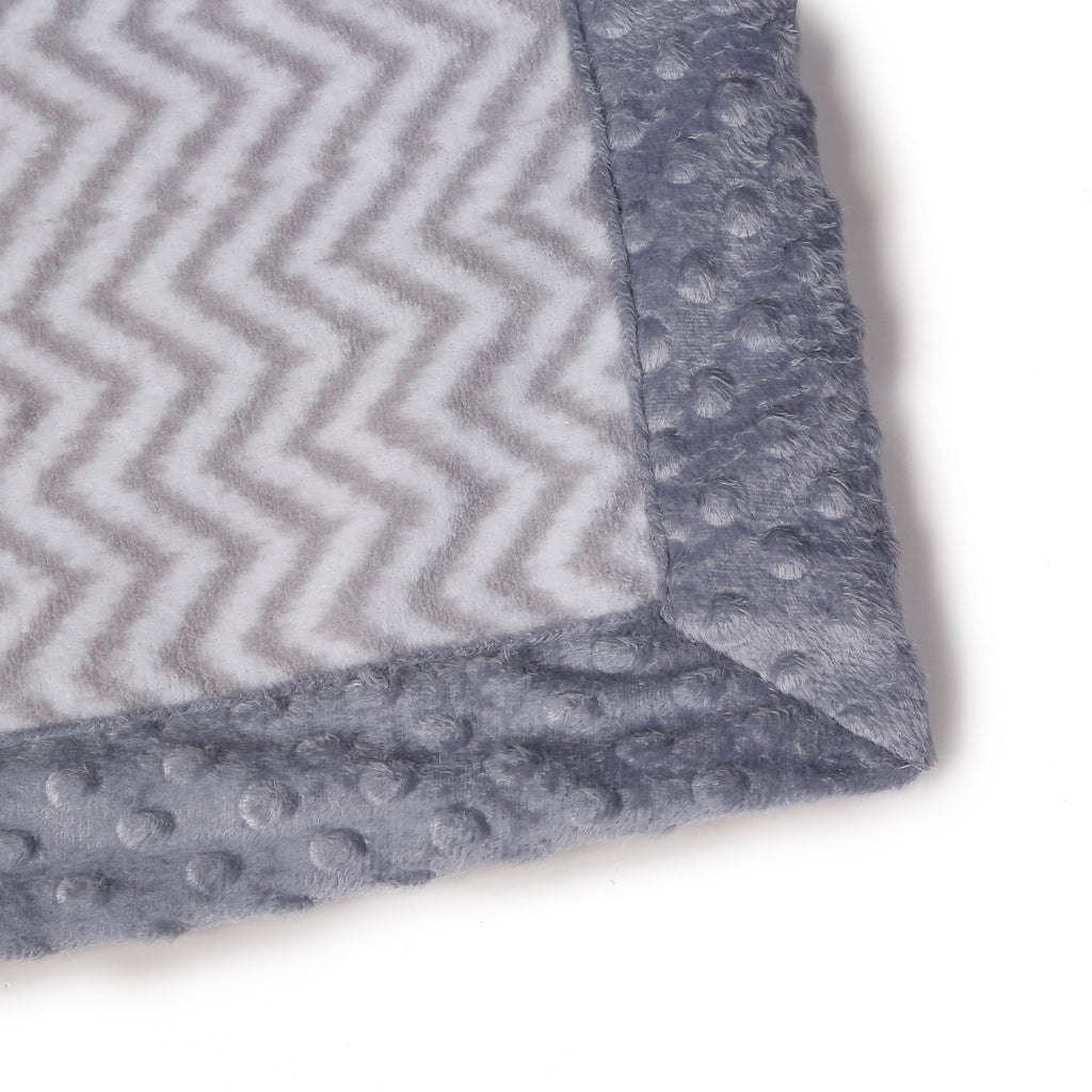 Bacati - Embroidered Plush Blanket, Elephants White/Grey with Multiple Options - Bacati