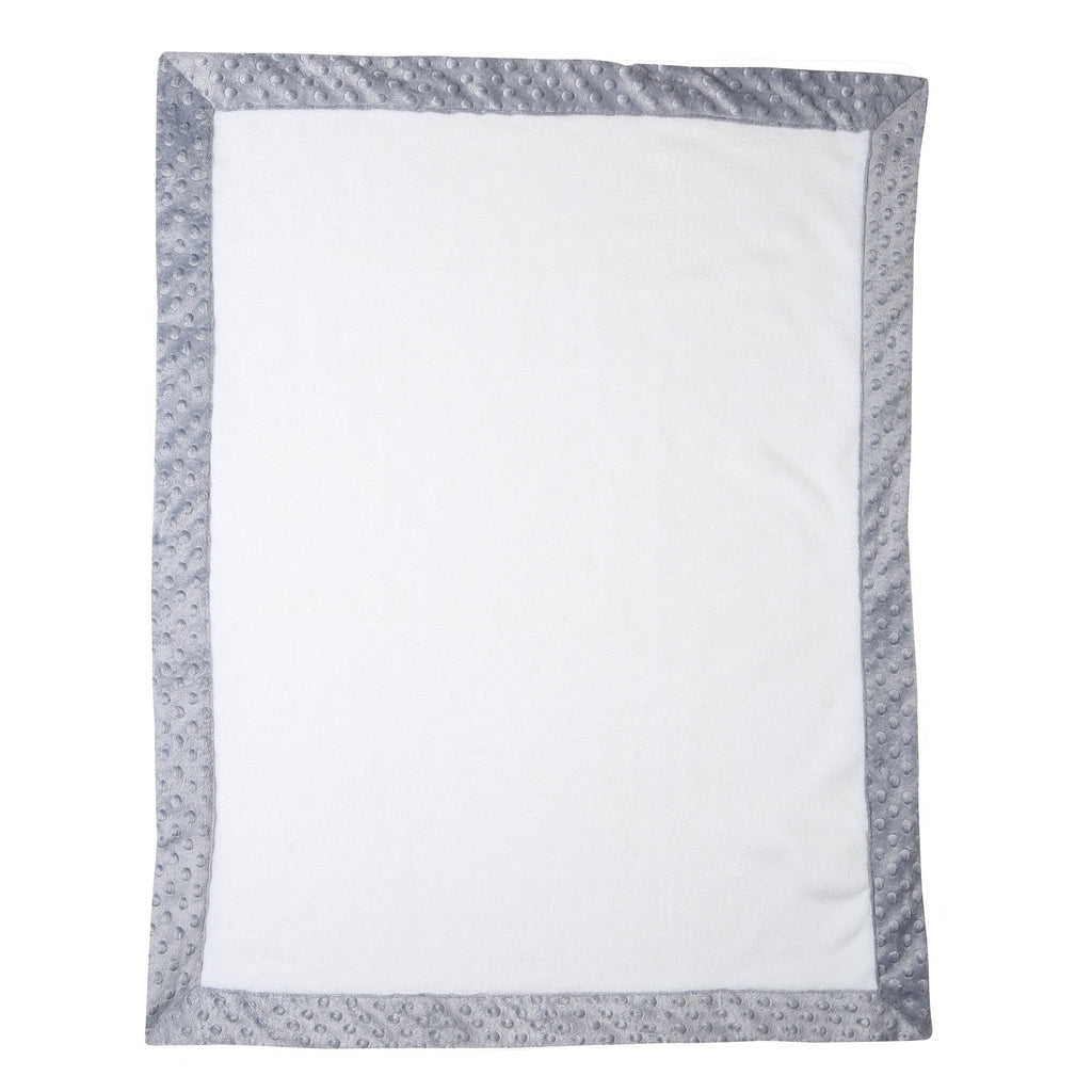 Bacati - Embroidered Plush Blanket, Elephants White/Grey with Multiple Options - Bacati