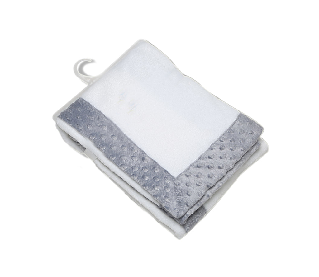 Bacati - Embroidered Plush Blanket, Elephants White/Grey with Multiple Options - Bacati