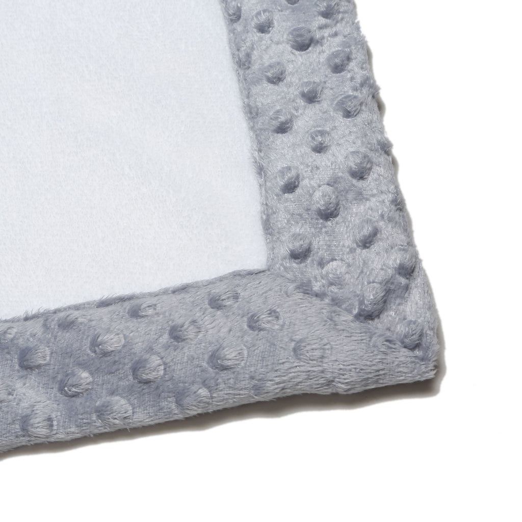 Bacati - Embroidered Plush Blanket, Elephants White/Grey with Multiple Options - Bacati