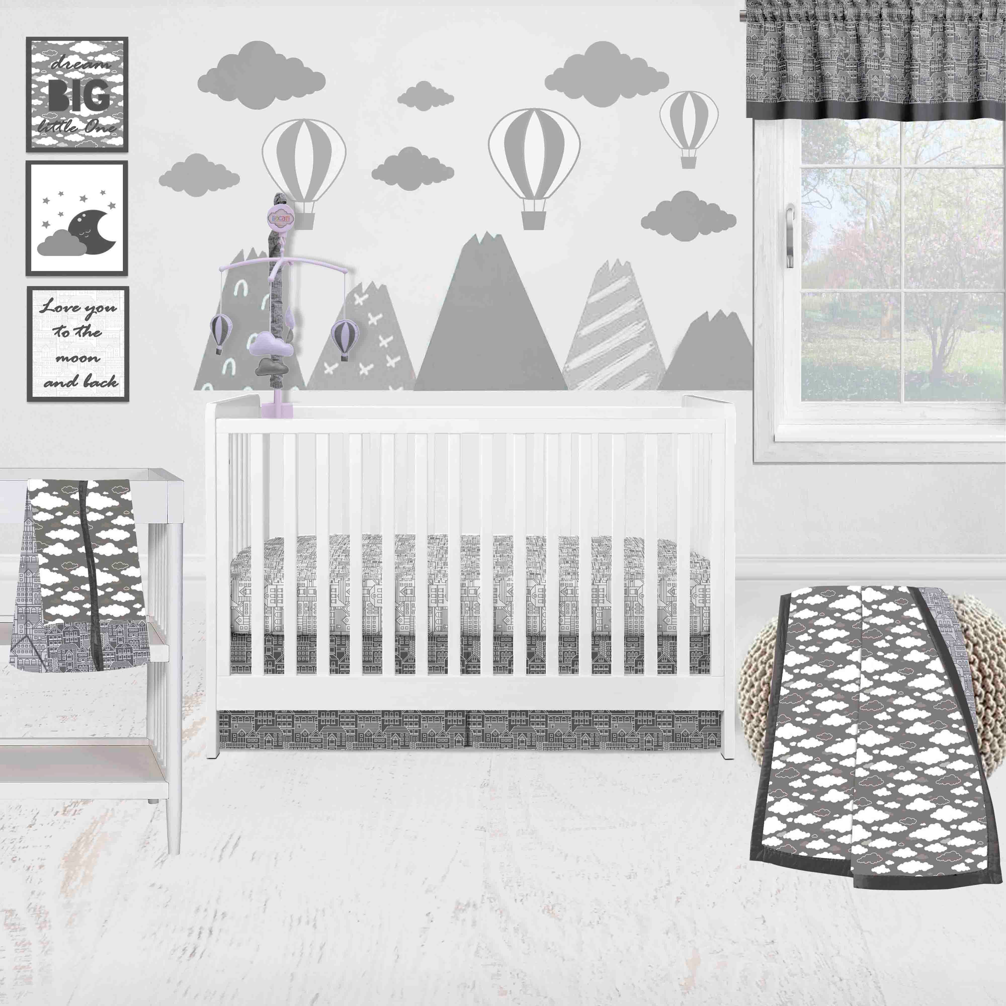 Bacati Clouds in the City 10 Piece Crib Bedding Set with Two Crib Sh