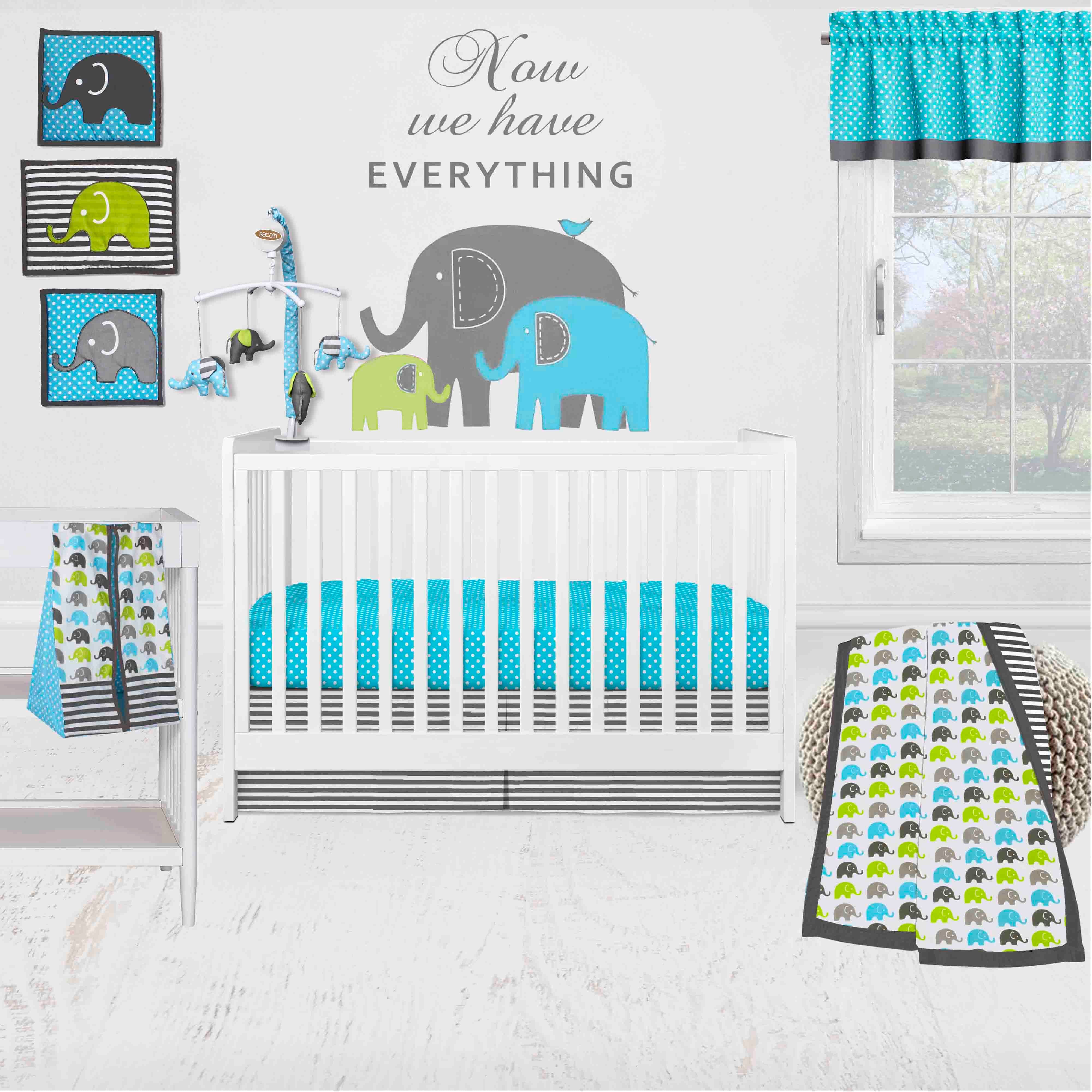 Elephant Bedding Set 10-Piece Set with Two Crib Sheets – Bacati
