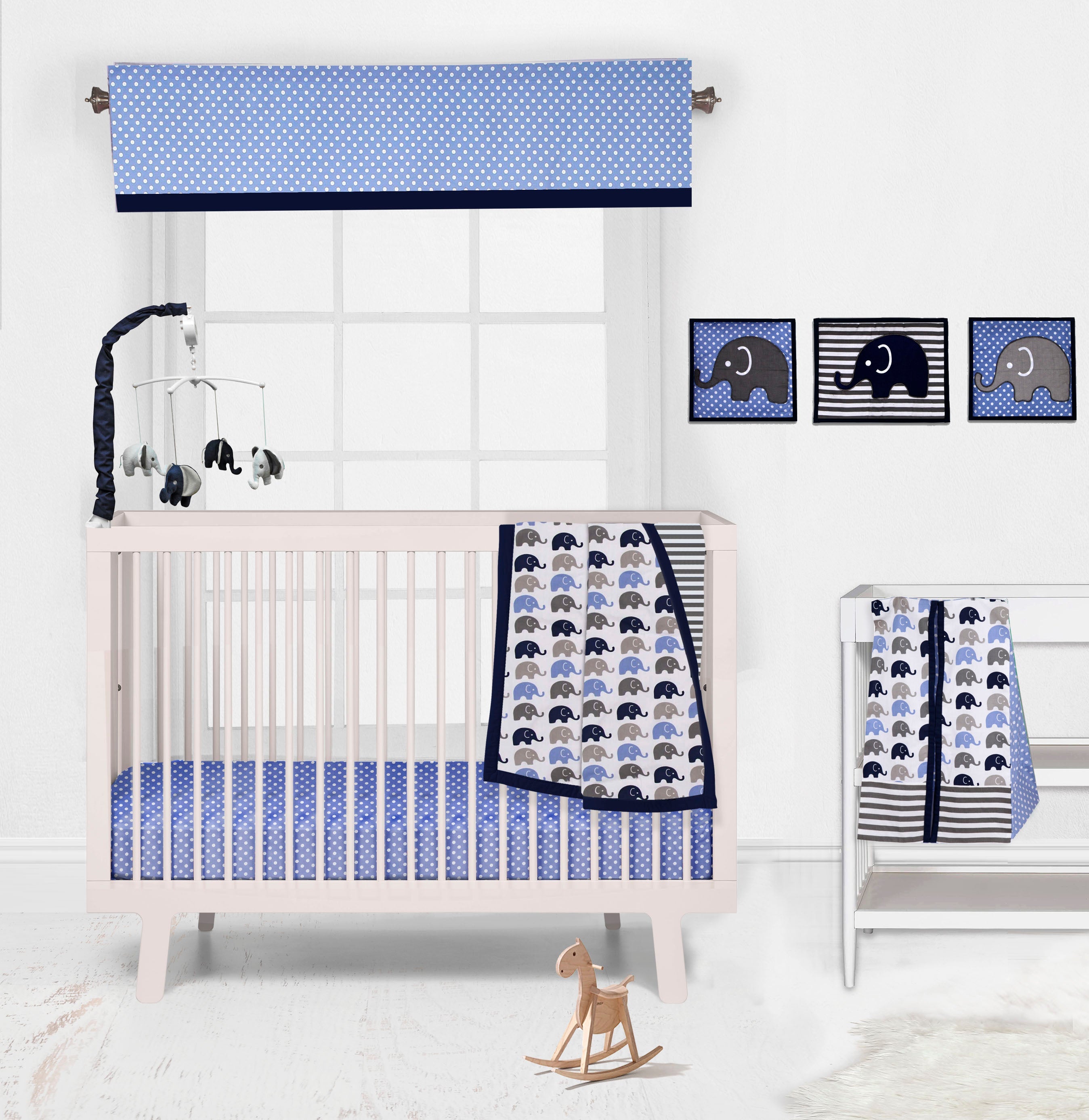 Bacati Elephants Blue/Grey Boys Mini Portable Piece Crib Bedding S