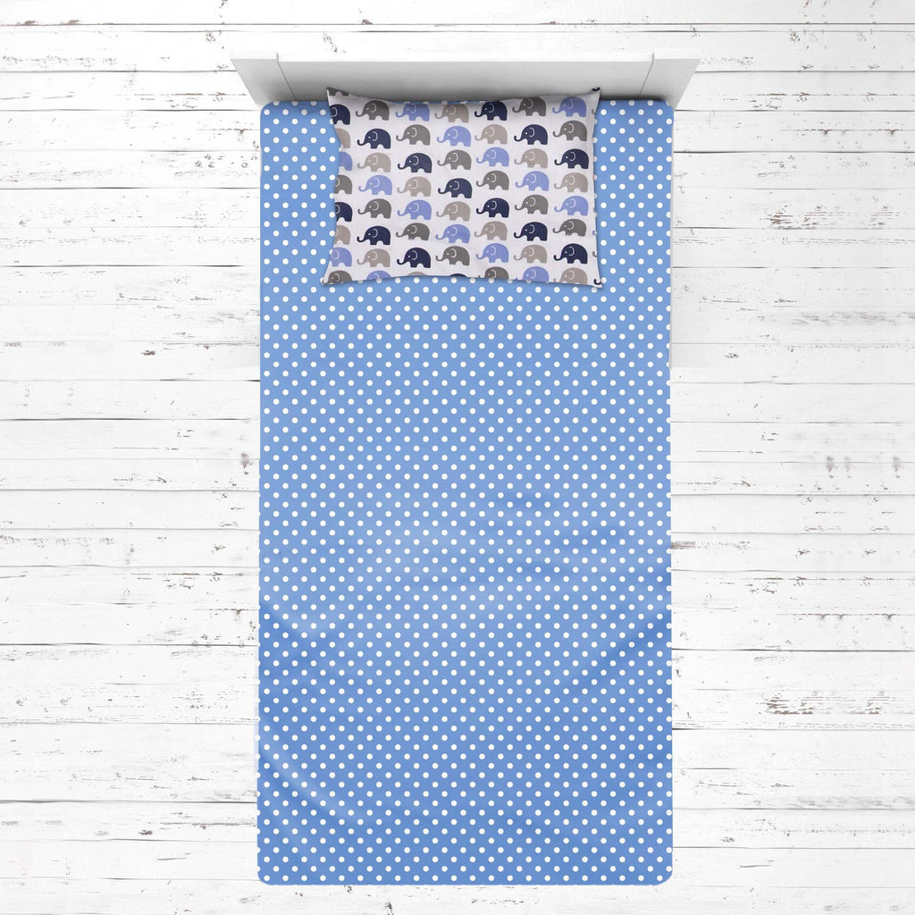 Bacati - Elephants Blue/Grey Toddler Bedding/Sheet Set 100% Cotton Percale, Elephants Blue/Grey - Bacati - 4 pc Toddler Bedding Set - Bacati