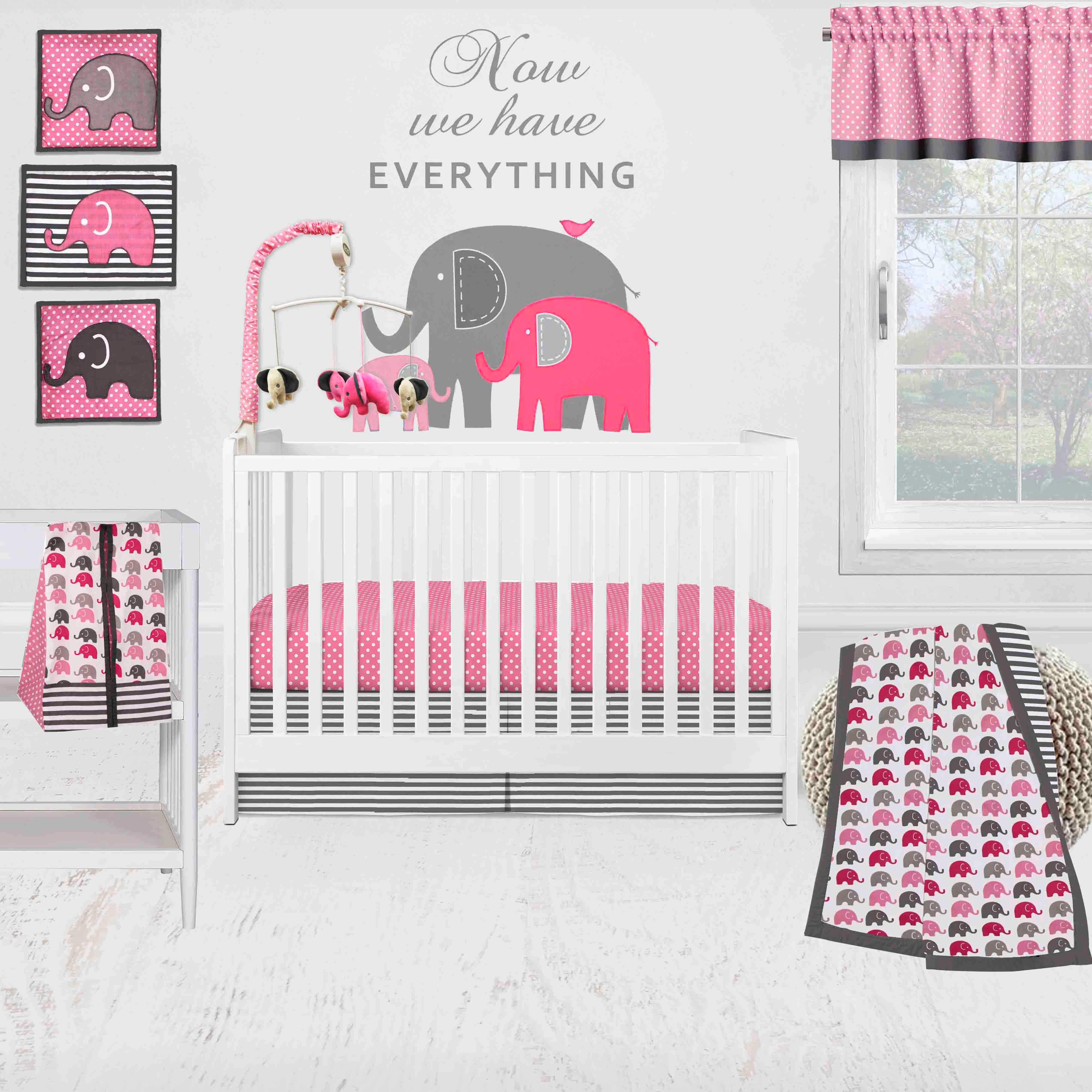 Bacati Elephants 10-Piece Crib Bedding Set with Two Crib Sheets Pi