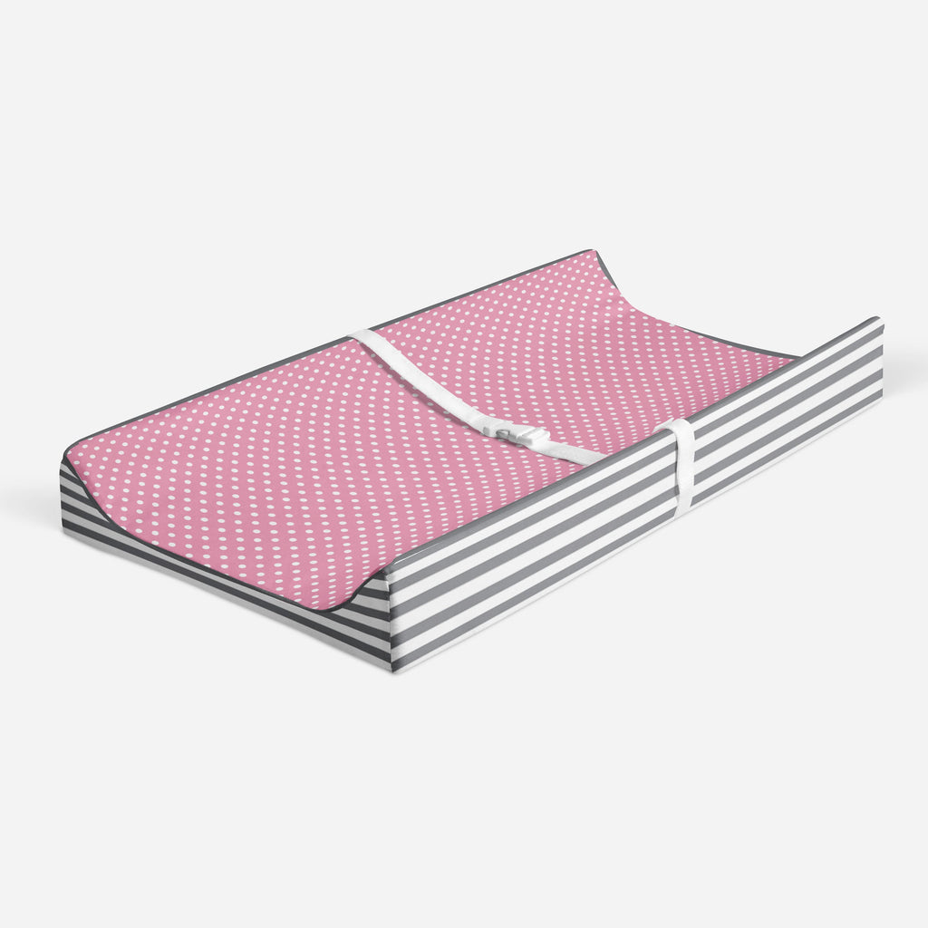 Elephants Pink/Grey Quilted Changing Pad Cover - Bacati - Changing pad cover - Bacati