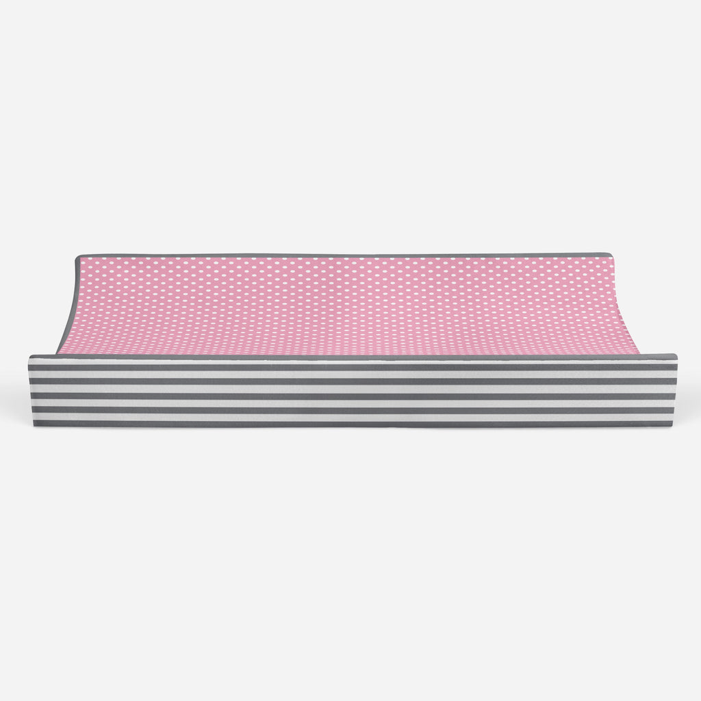 Elephants Pink/Grey Quilted Changing Pad Cover - Bacati - Changing pad cover - Bacati