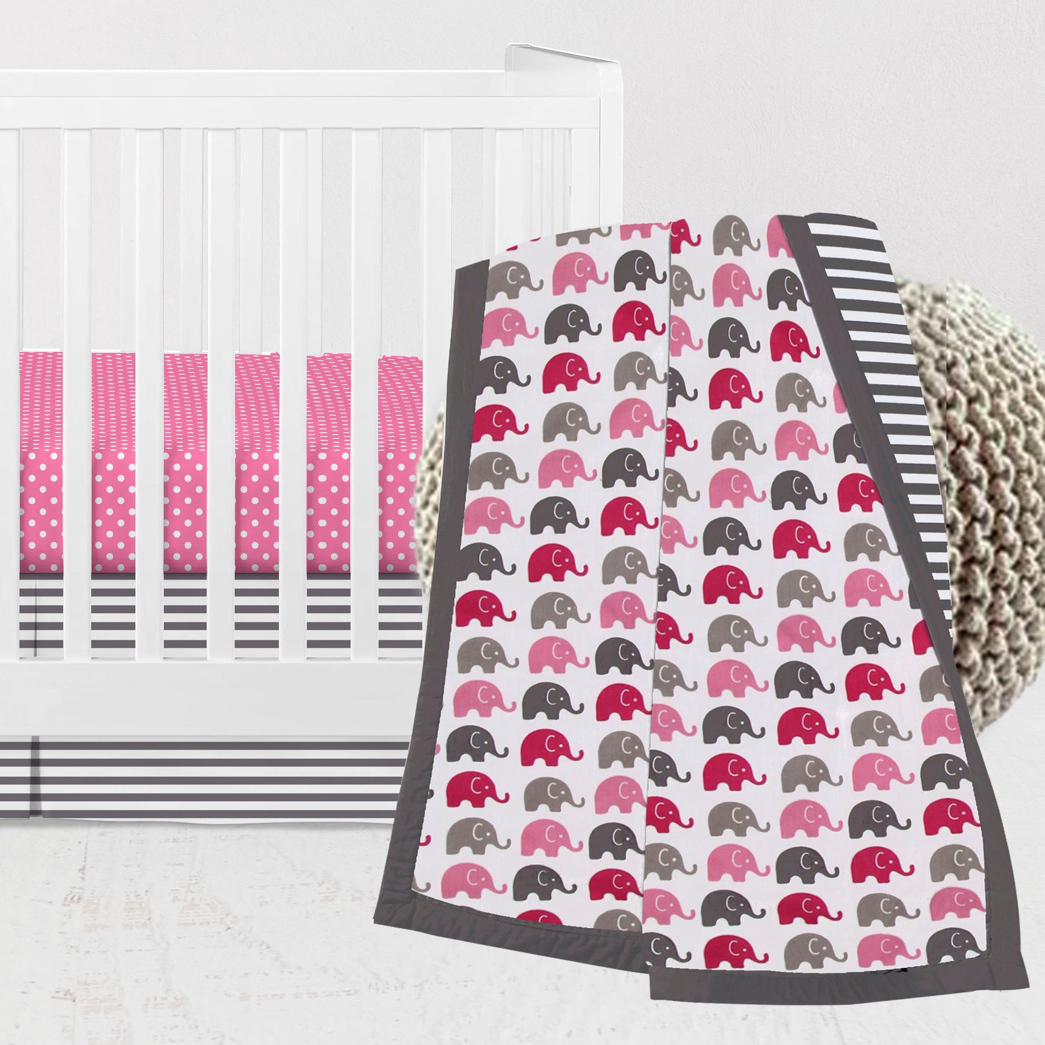 Themed Nursery For Girl Elephant Rainbow Bedding Set Baby Cot