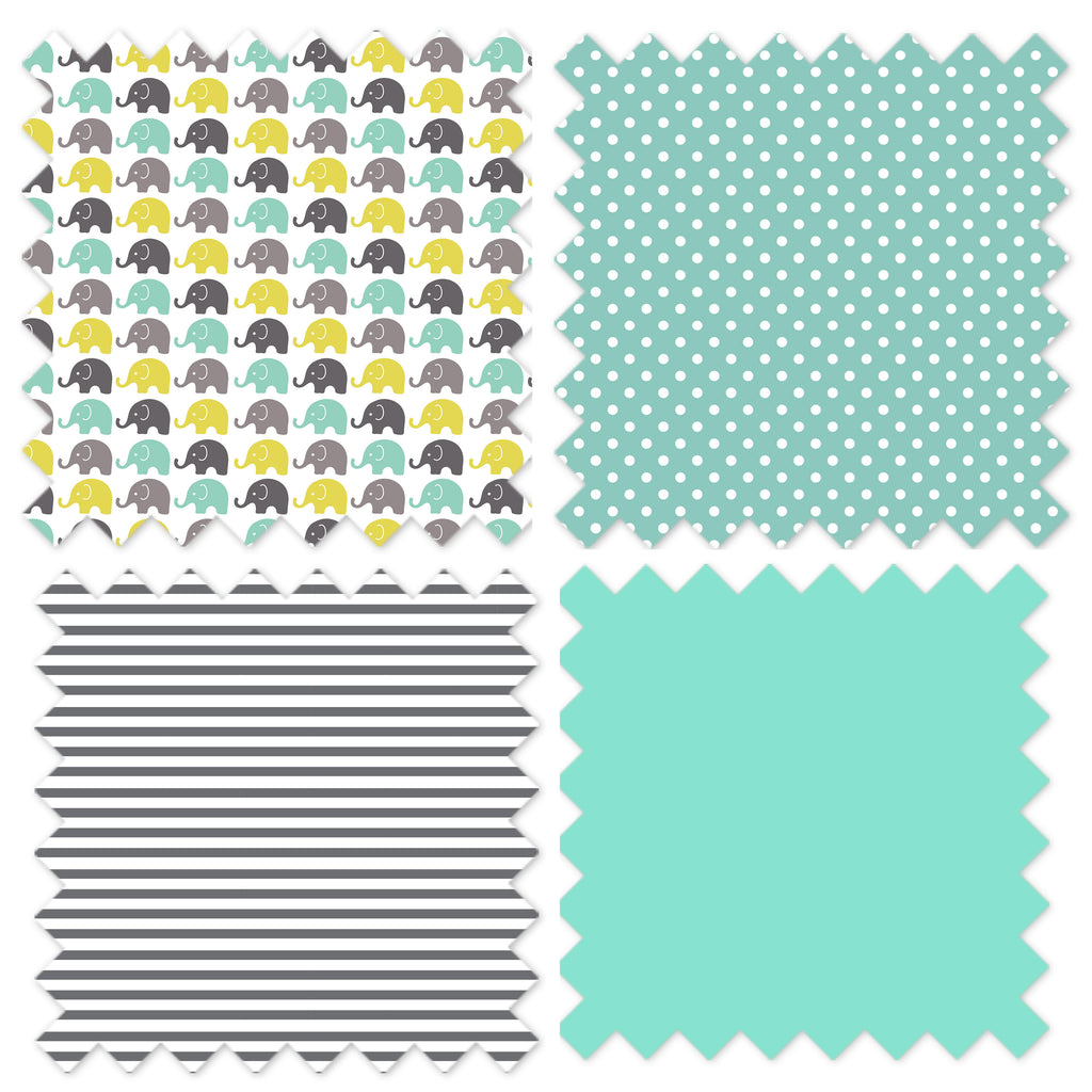 Bacati - Toddlers Daycare/Sleepover Nap Mat with Pillow & Blanket, Elephants Mint/Yellow/Grey - Bacati
