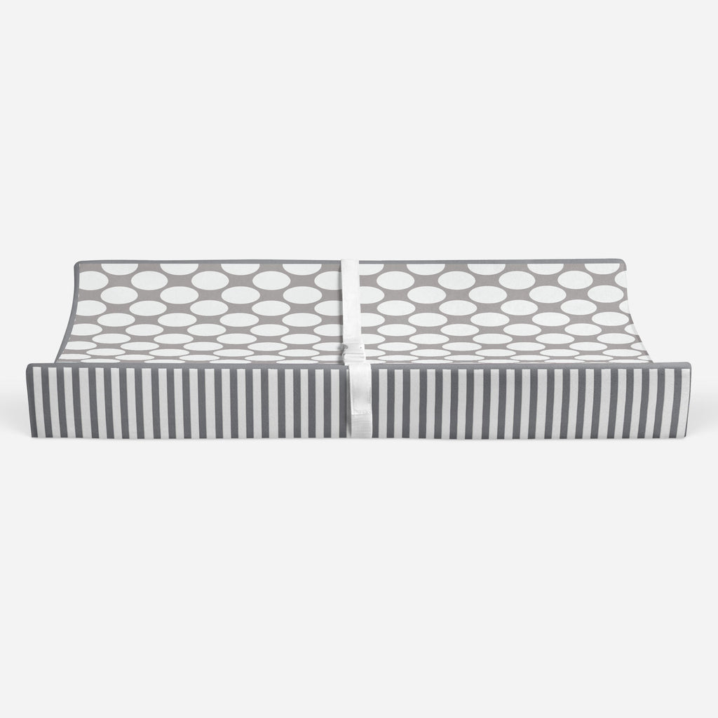 Dots/Stripes Grey/Yellow Neutral Quilted Changing Pad Cover - Bacati - Changing pad cover - Bacati