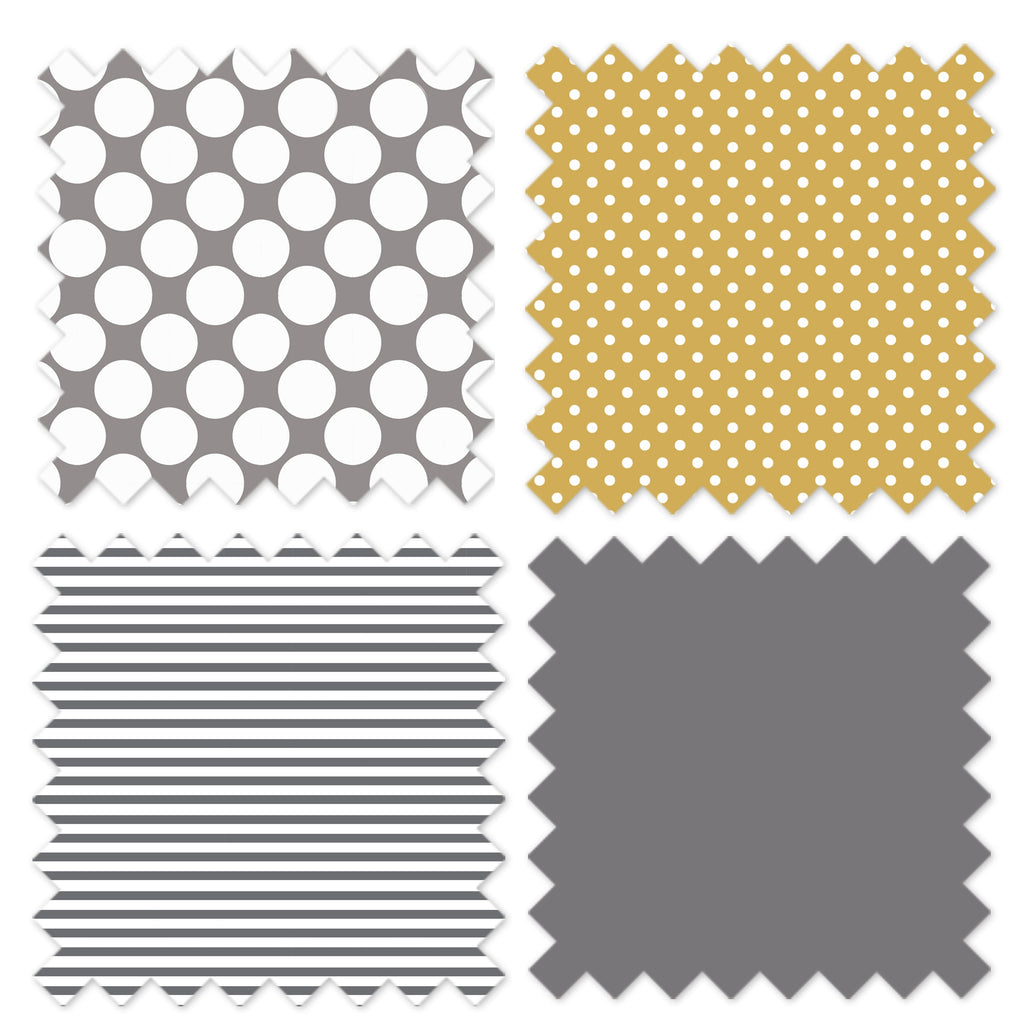 Dots/Stripes Grey/Yellow Neutral Quilted Changing Pad Cover - Bacati - Changing pad cover - Bacati