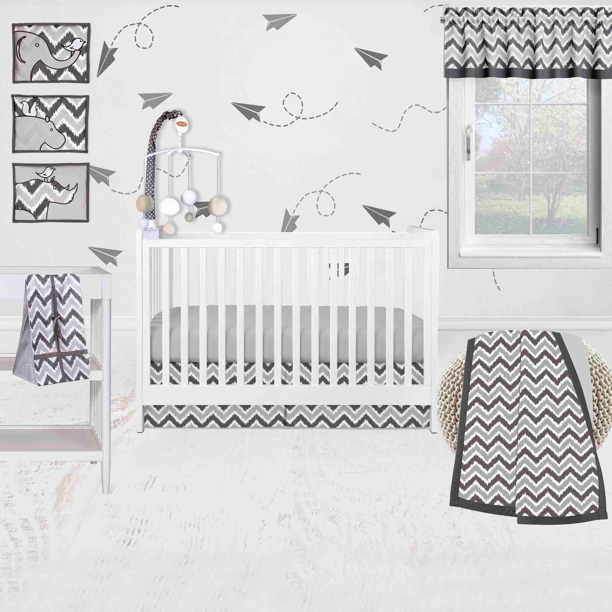 Grey Large Dots Crib Fitted Sheet - 100% Cotton Percale For Standard Baby Crib Mattress