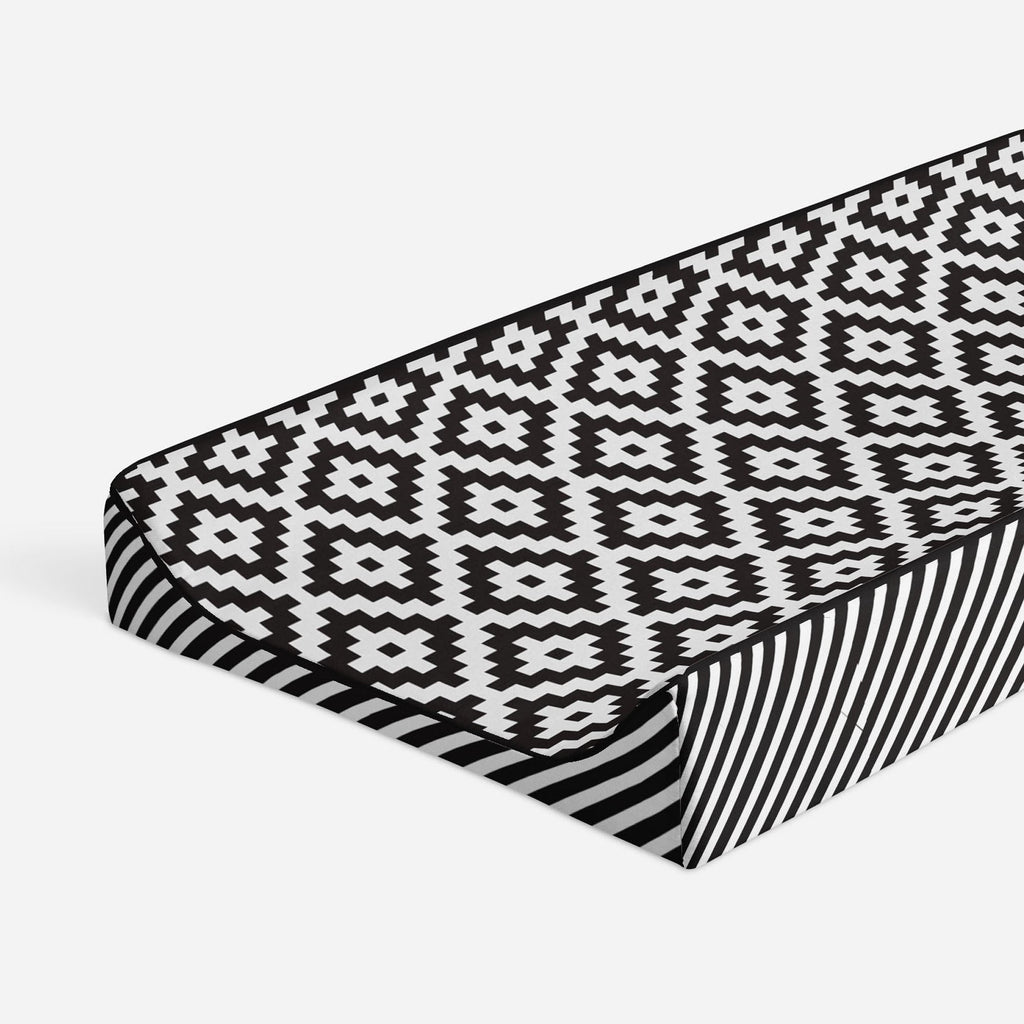 Aztec Love Black Neutral Quilted Changing Pad Cover - Bacati - Changing pad cover - Bacati