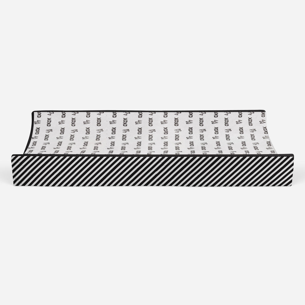 Aztec Love Black Neutral Quilted Changing Pad Cover - Bacati - Changing pad cover - Bacati