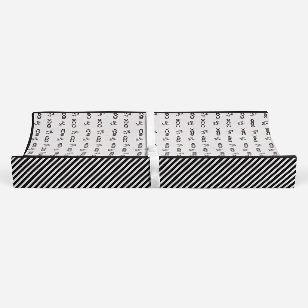 Aztec Love Black Neutral Quilted Changing Pad Cover - Bacati - Changing pad cover - Bacati