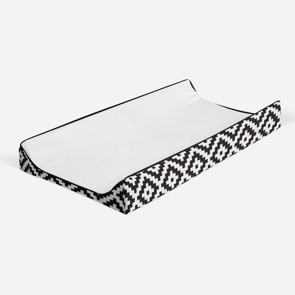 Aztec Love Black Neutral Quilted Changing Pad Cover - Bacati - Changing pad cover - Bacati