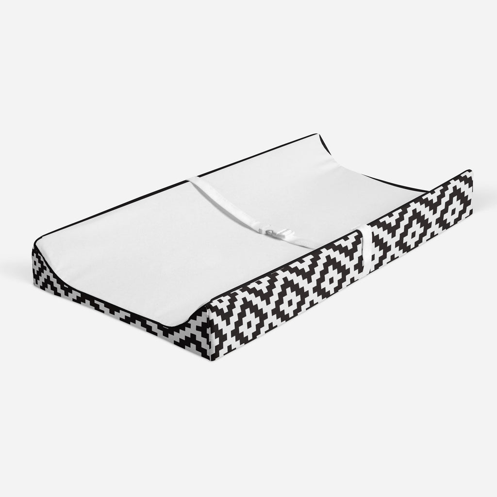 Aztec Love Black Neutral Quilted Changing Pad Cover - Bacati - Changing pad cover - Bacati