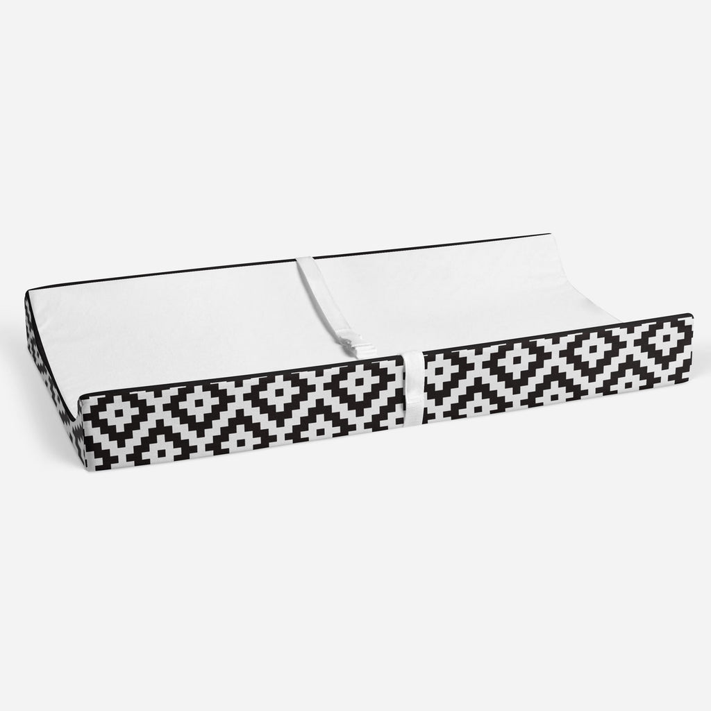 Aztec Love Black Neutral Quilted Changing Pad Cover - Bacati - Changing pad cover - Bacati