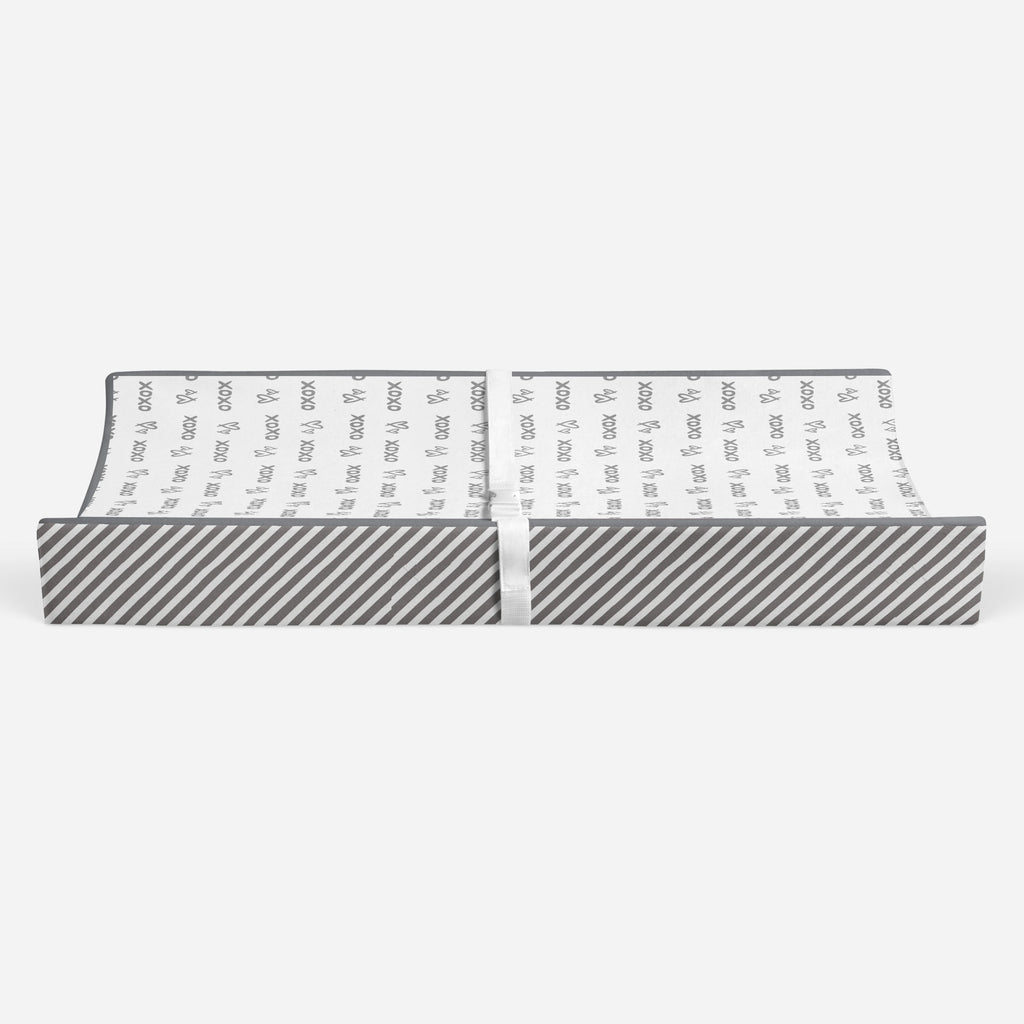 Aztec Love Grey Neutral Quilted Changing Pad Cover - Bacati - Changing pad cover - Bacati