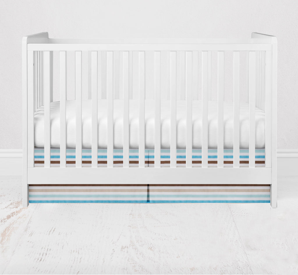 Bacati - Boys 4 pc Toddler Bedding Set 100% Cotton Percale, Mod Diamonds Stripes, Aqua/Teal/Beige/Brown - Bacati