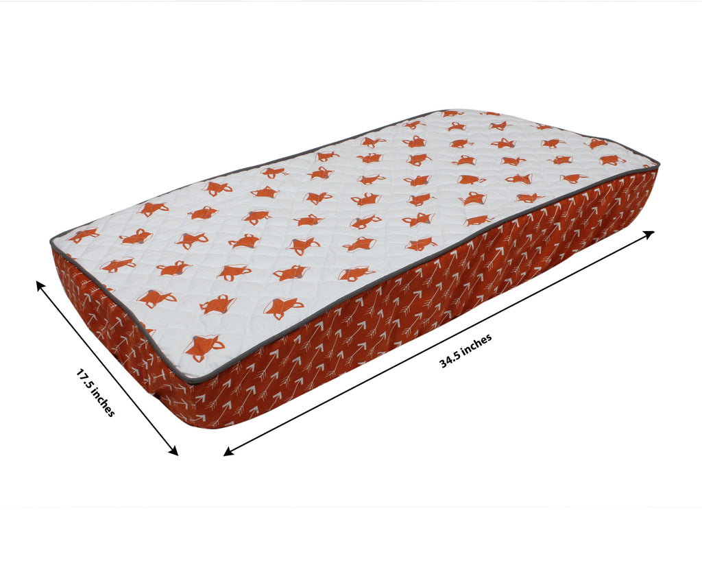 Playful Fox Orange/Grey Neutral Quilted Changing Pad Cover - Bacati - Changing pad cover - Bacati