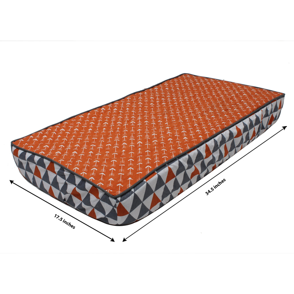 Playful Fox Orange/Grey Neutral Quilted Changing Pad Cover - Bacati - Changing pad cover - Bacati
