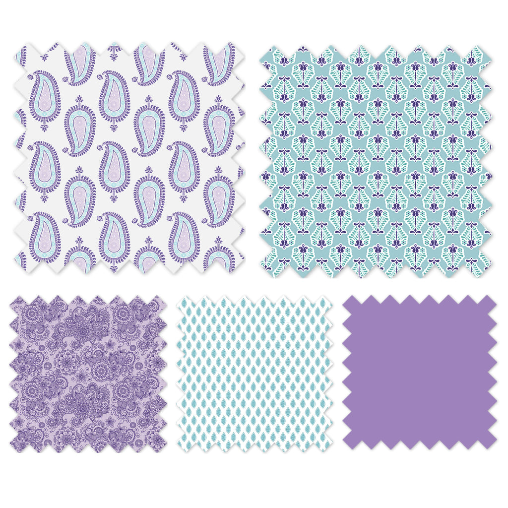 Paisley Isabella Purple/Aqua/Lilac Girls Quilted Changing Pad Cover - Bacati - Changing pad cover - Bacati