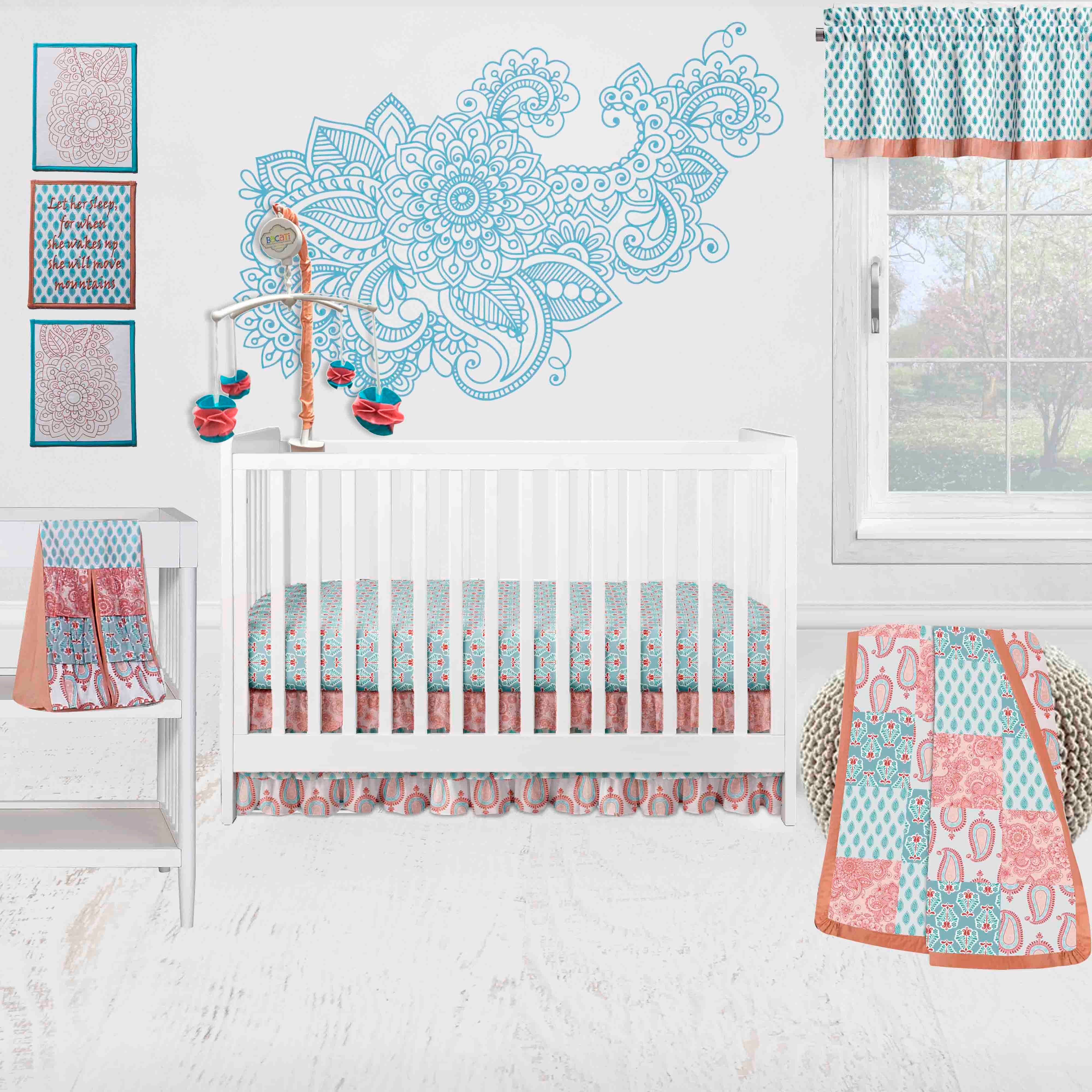 Bacati Paisley Sophia 10-Piece Crib Bedding Set with Two Crib Sheets