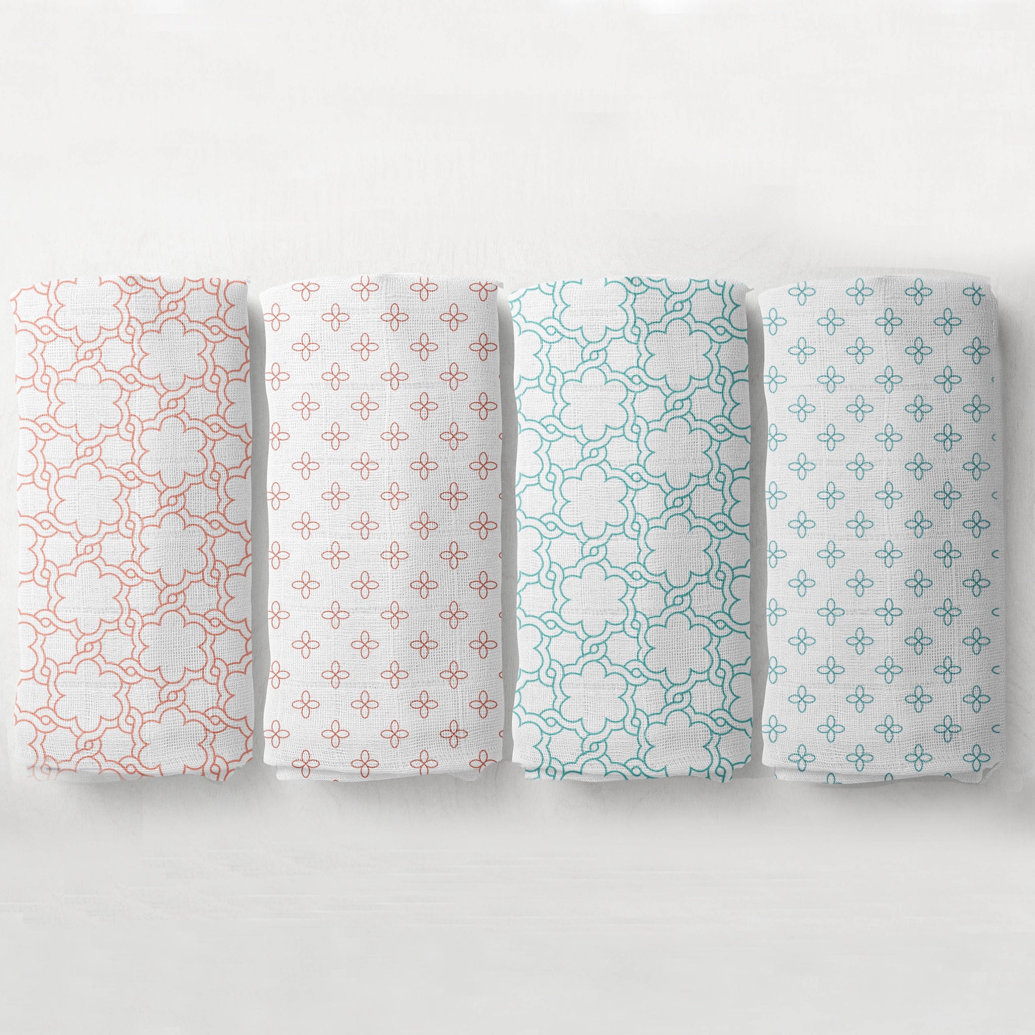 Bacati 4 Pack Girls Muslin Essentials Swaddle Blankets Petals Floral