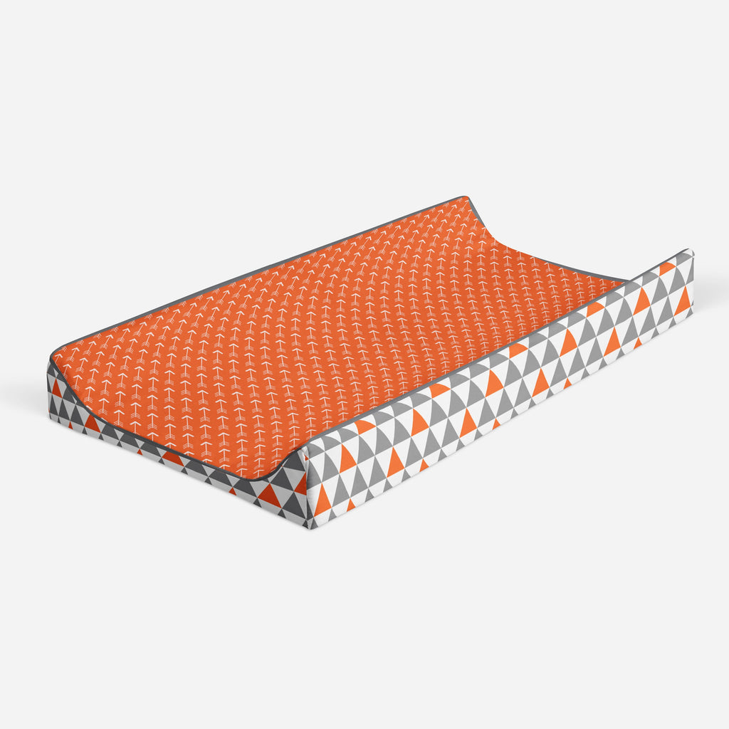 Playful Fox Orange/Grey Neutral Quilted Changing Pad Cover - Bacati - Changing pad cover - Bacati