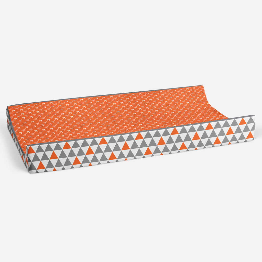 Playful Fox Orange/Grey Neutral Quilted Changing Pad Cover - Bacati - Changing pad cover - Bacati