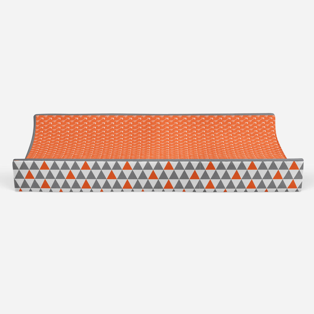 Playful Fox Orange/Grey Neutral Quilted Changing Pad Cover - Bacati - Changing pad cover - Bacati