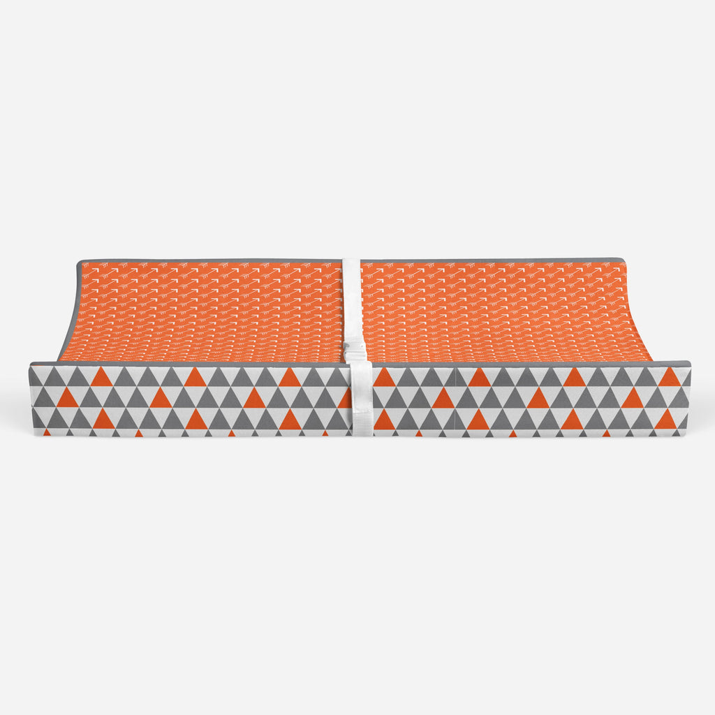 Playful Fox Orange/Grey Neutral Quilted Changing Pad Cover - Bacati - Changing pad cover - Bacati