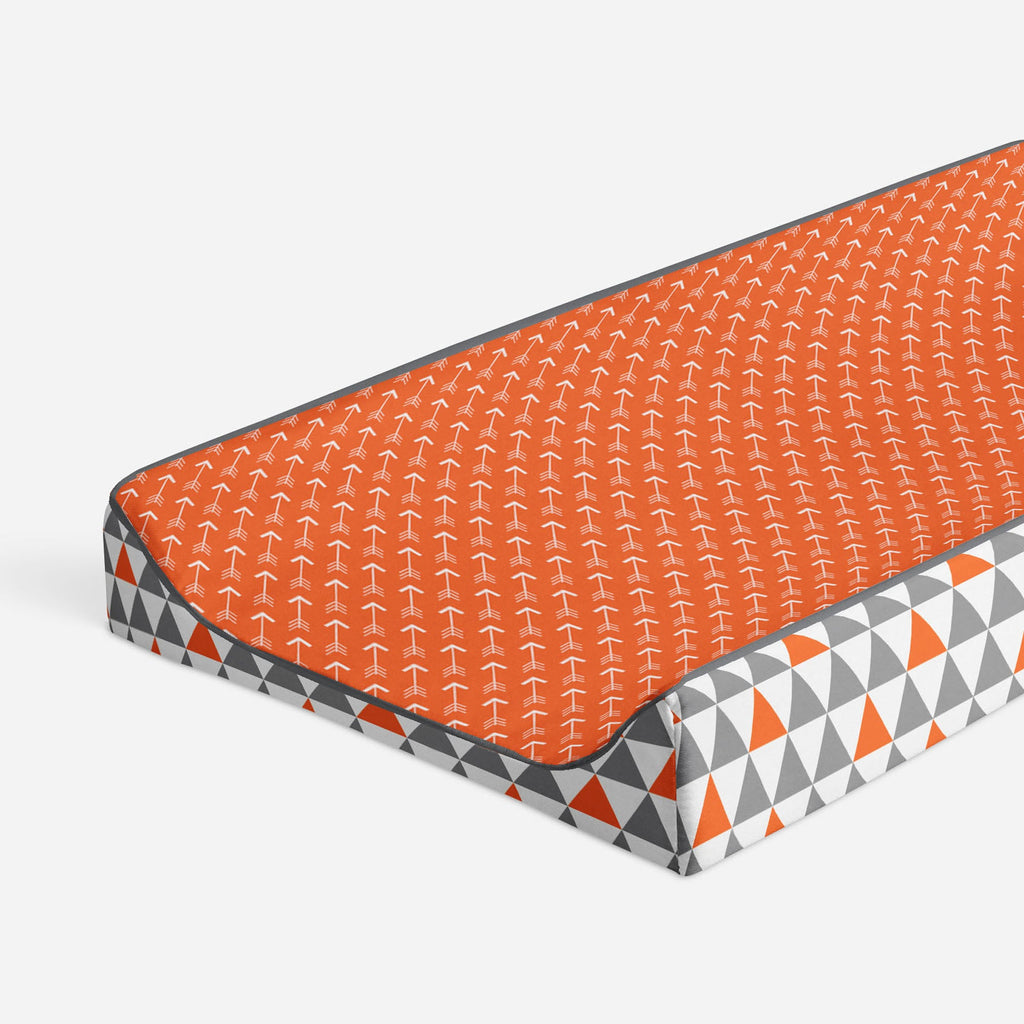 Playful Fox Orange/Grey Neutral Quilted Changing Pad Cover - Bacati - Changing pad cover - Bacati