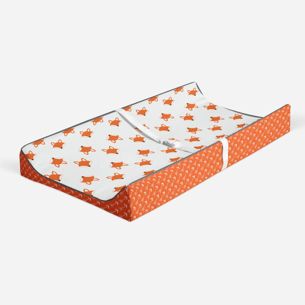 Playful Fox Orange/Grey Neutral Quilted Changing Pad Cover - Bacati - Changing pad cover - Bacati