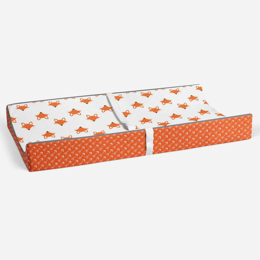 Playful Fox Orange/Grey Neutral Quilted Changing Pad Cover - Bacati - Changing pad cover - Bacati