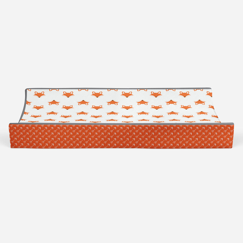 Playful Fox Orange/Grey Neutral Quilted Changing Pad Cover - Bacati - Changing pad cover - Bacati