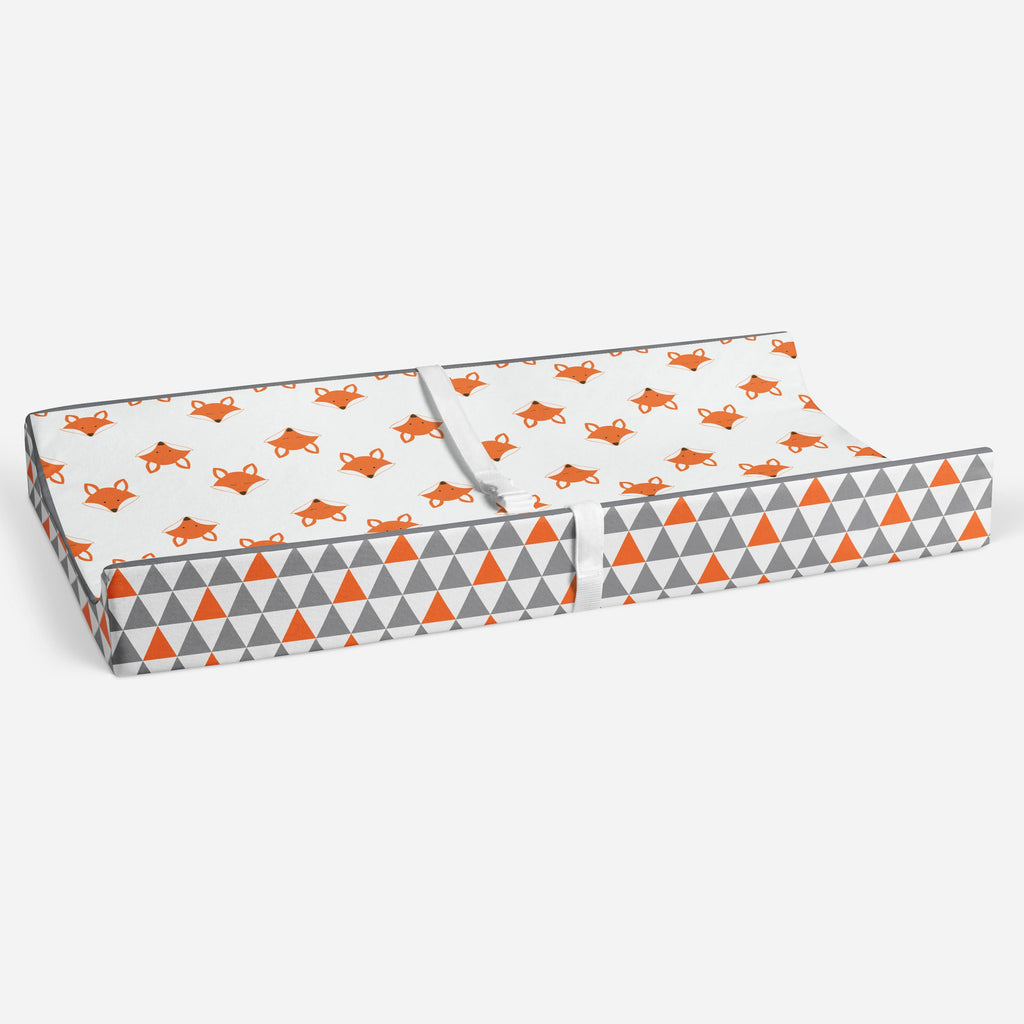 Playful Fox Orange/Grey Neutral Quilted Changing Pad Cover - Bacati - Changing pad cover - Bacati