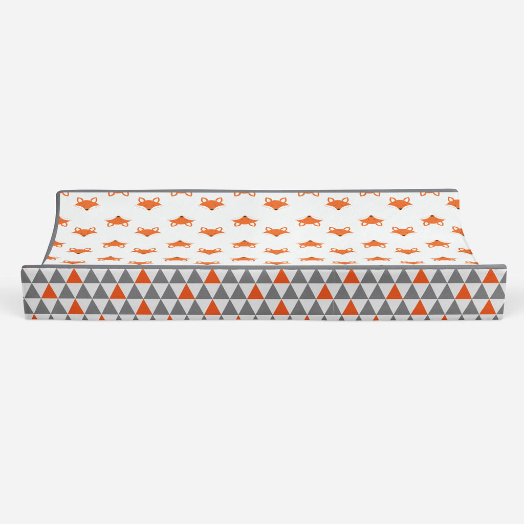 Playful Fox Orange/Grey Neutral Quilted Changing Pad Cover - Bacati - Changing pad cover - Bacati