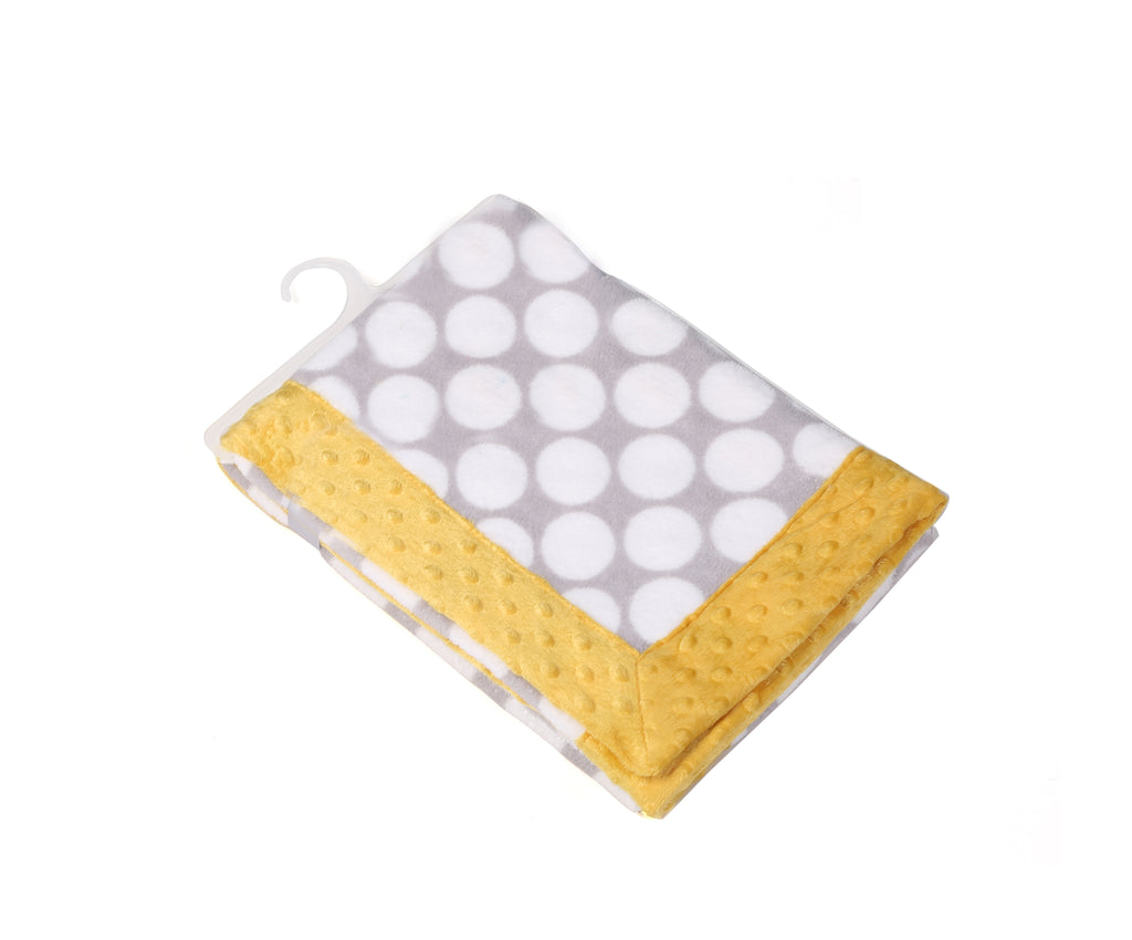 Bacati - Embroidered Plush Blanket, Elephants Mint/Yellow/Grey with Multiple Options - Bacati