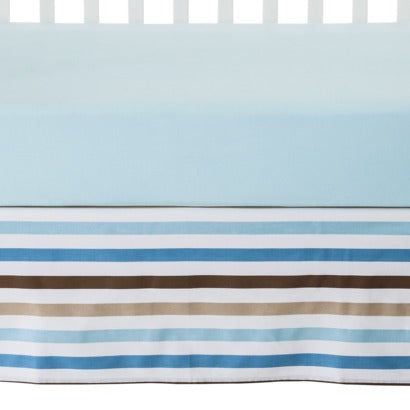 Bacati - Boys 4 pc Toddler Bedding Set 100% Cotton Percale, Mod Diamonds Stripes, Aqua/Teal/Beige/Brown - Bacati