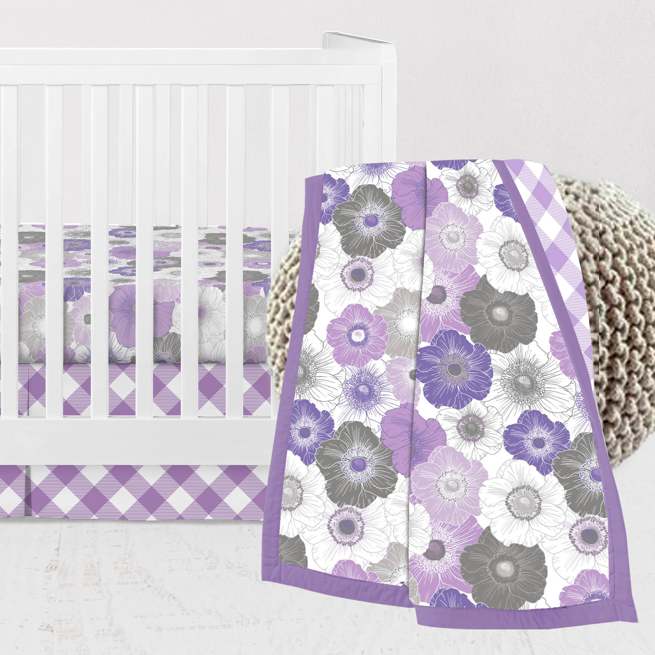 Purple and grey baby bedding clearance