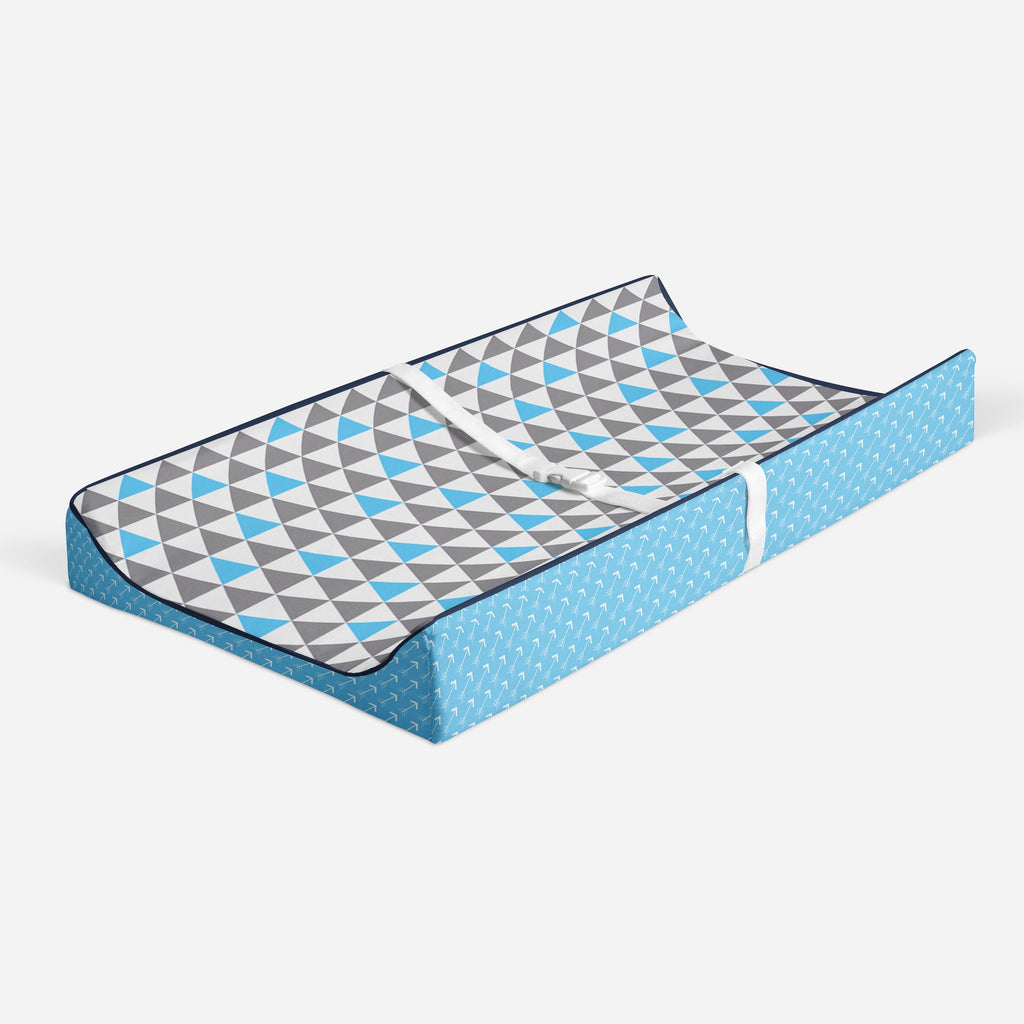 Woodlands Aqua/Navy/Grey Quilted Changing Pad Cover - Bacati - Changing pad cover - Bacati