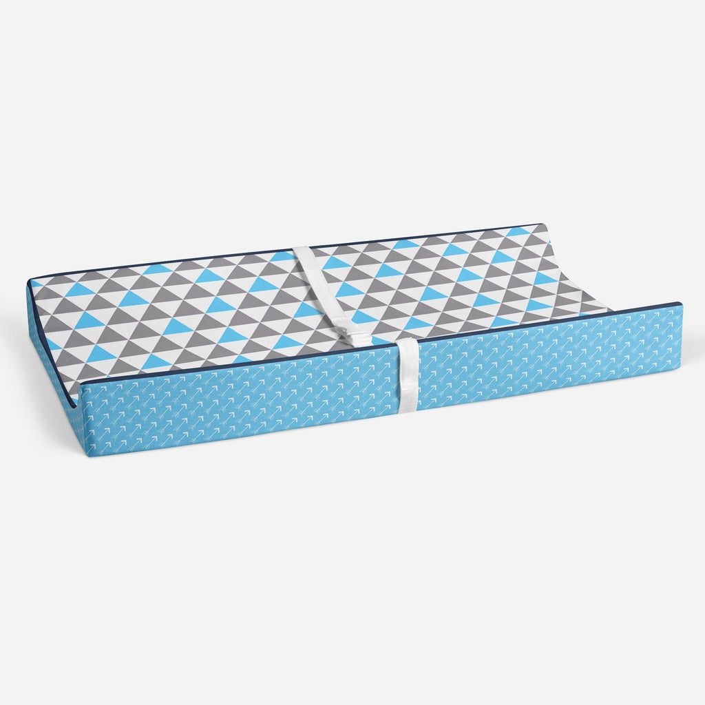 Woodlands Aqua/Navy/Grey Quilted Changing Pad Cover - Bacati - Changing pad cover - Bacati